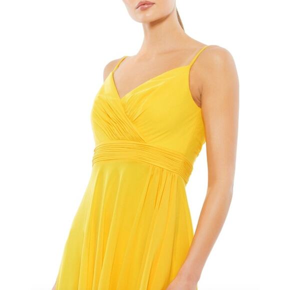 MAC DUGGAL Dress Size 2 Evening Gown Sequin Yellow NEW Asymmetrical Hem - Picture 6 of 7